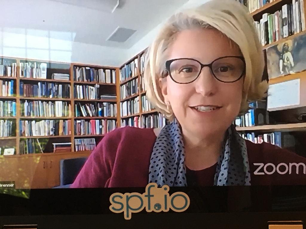 Screenshot of Laurie Brenner speaking with Chris Lim